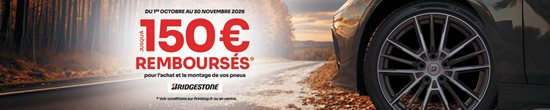 Jusqu'à 150€ remboursés sur les pneus Bridgestone!